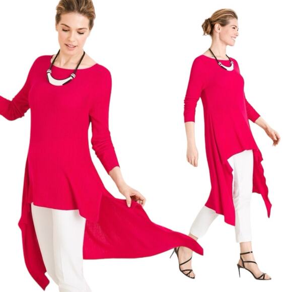 Chicos Black Label Size 0 Small High Low 100% Rayon Asymmetrical Hem Sweater - Picture 2 of 12